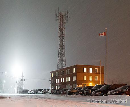 Rail Yard Building At Night_34274.jpg - Photographed at Smiths Falls, Ontario, Canada.